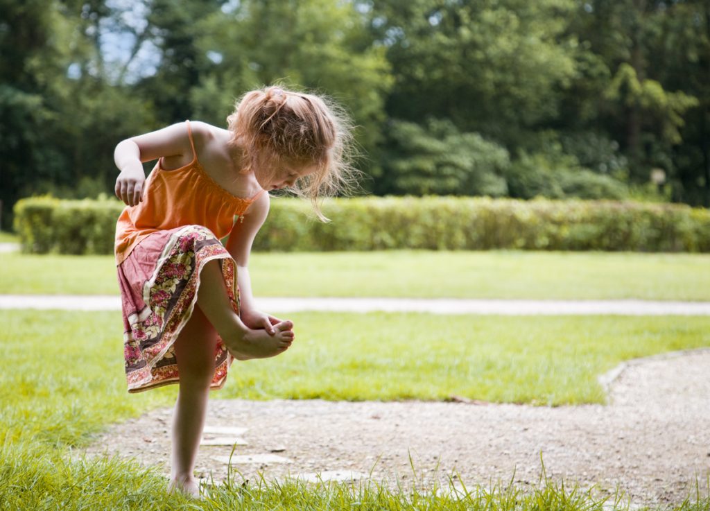 Little Girl In Park Hurt Her Foot