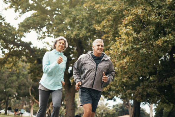 An older man and woman living well and staying active